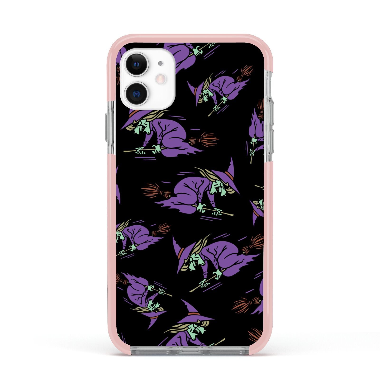 Flying Witches Apple iPhone 11 in White with Pink Impact Case