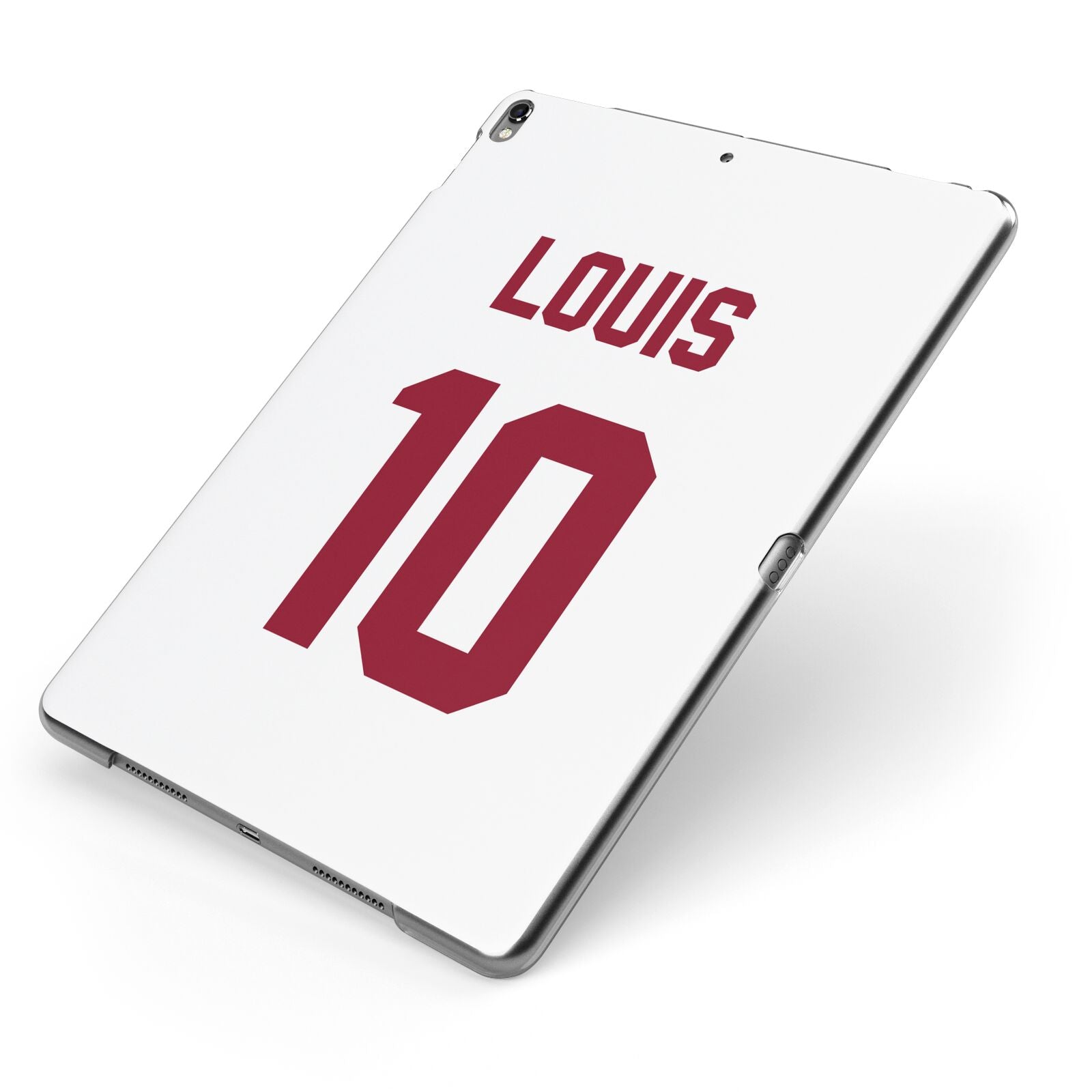 Football Shirt Custom Apple iPad Case on Grey iPad Side View