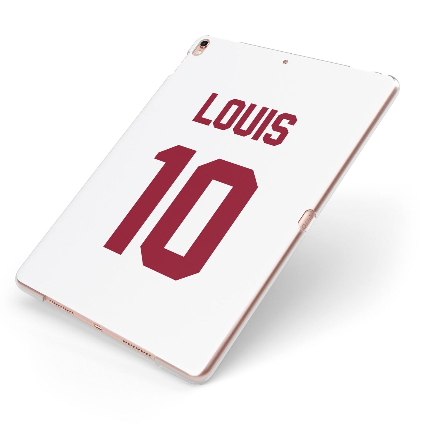 Football Shirt Custom Apple iPad Case on Rose Gold iPad Side View