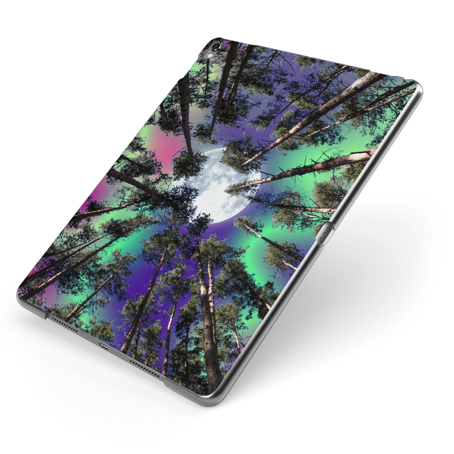 Forest Moon Apple iPad Case on Grey iPad Side View