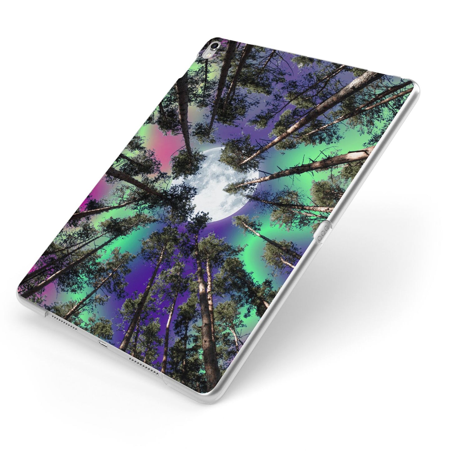 Forest Moon Apple iPad Case on Silver iPad Side View