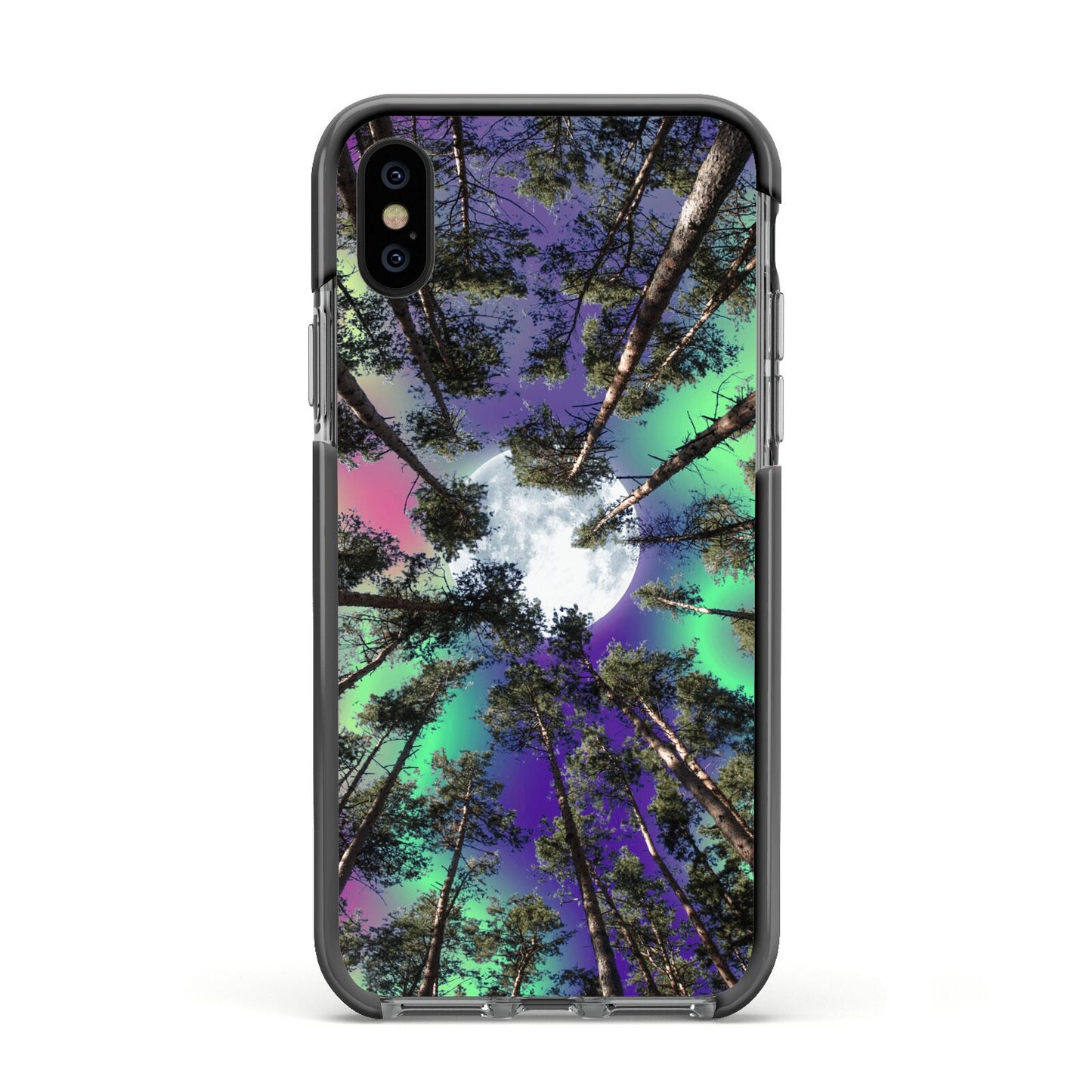 Forest Moon Apple iPhone Xs Impact Case Black Edge on Black Phone