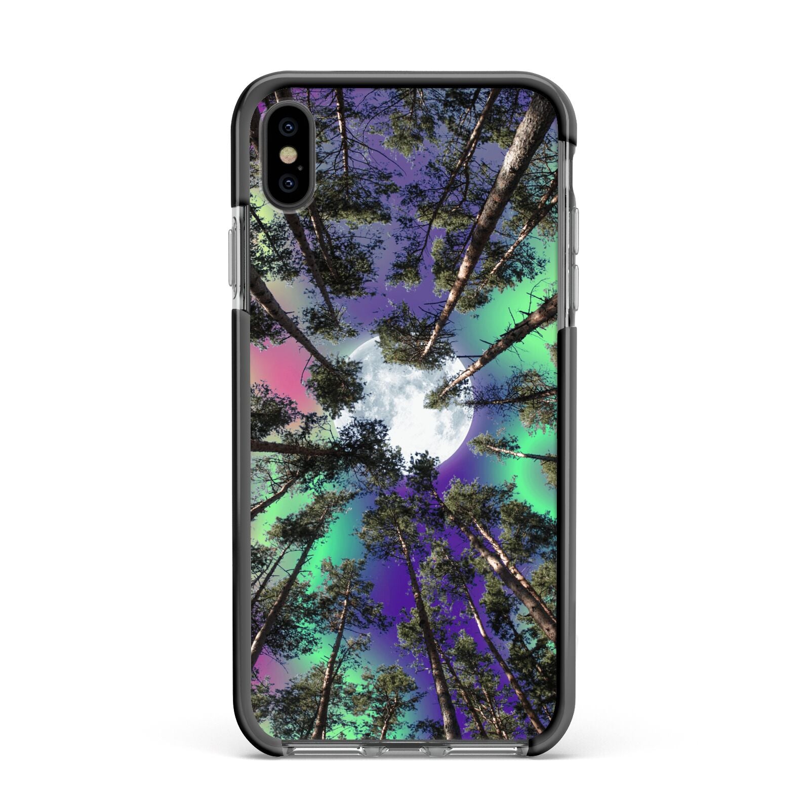 Forest Moon Apple iPhone Xs Max Impact Case Black Edge on Black Phone