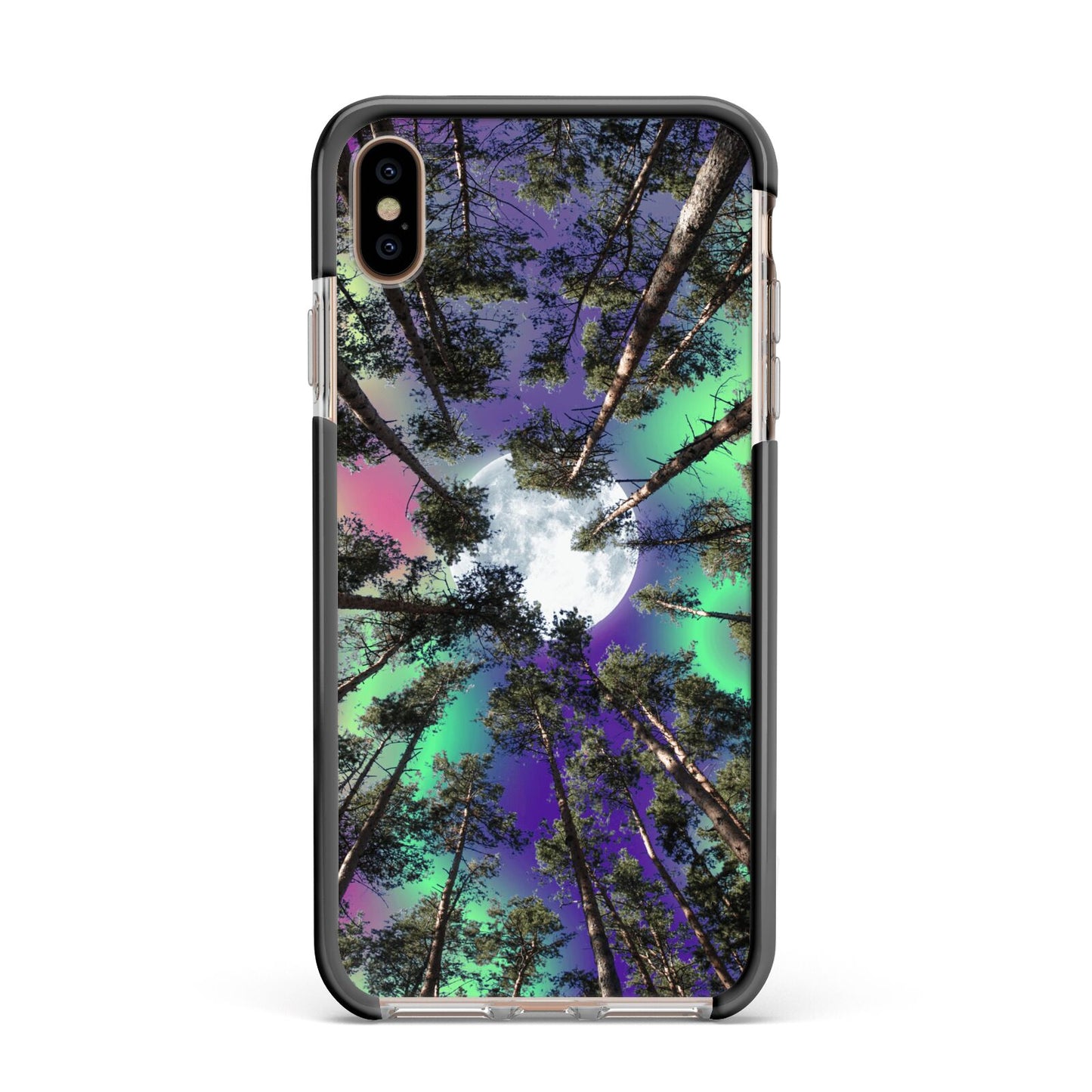 Forest Moon Apple iPhone Xs Max Impact Case Black Edge on Gold Phone