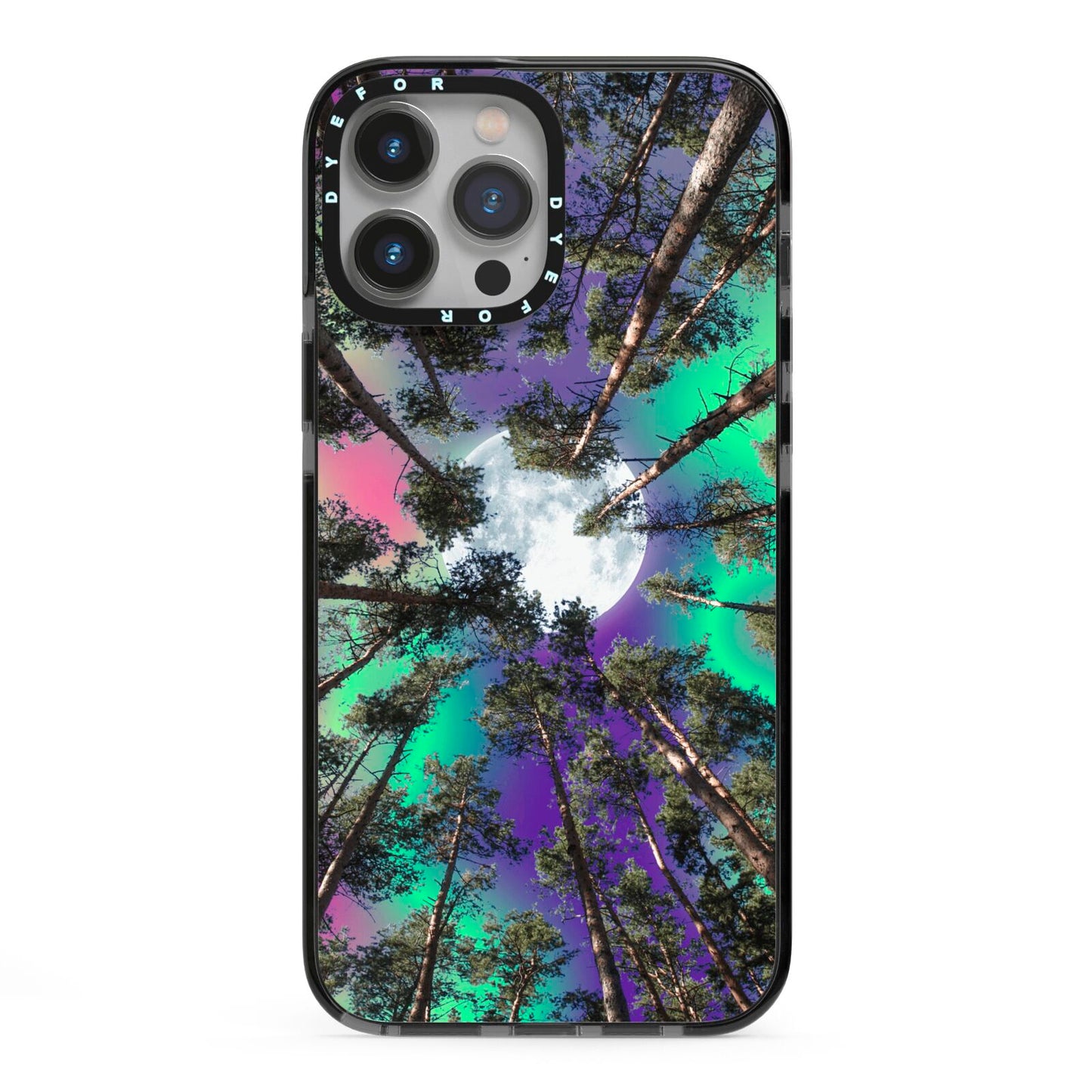 Forest Moon iPhone 13 Pro Max Black Impact Case on Silver phone