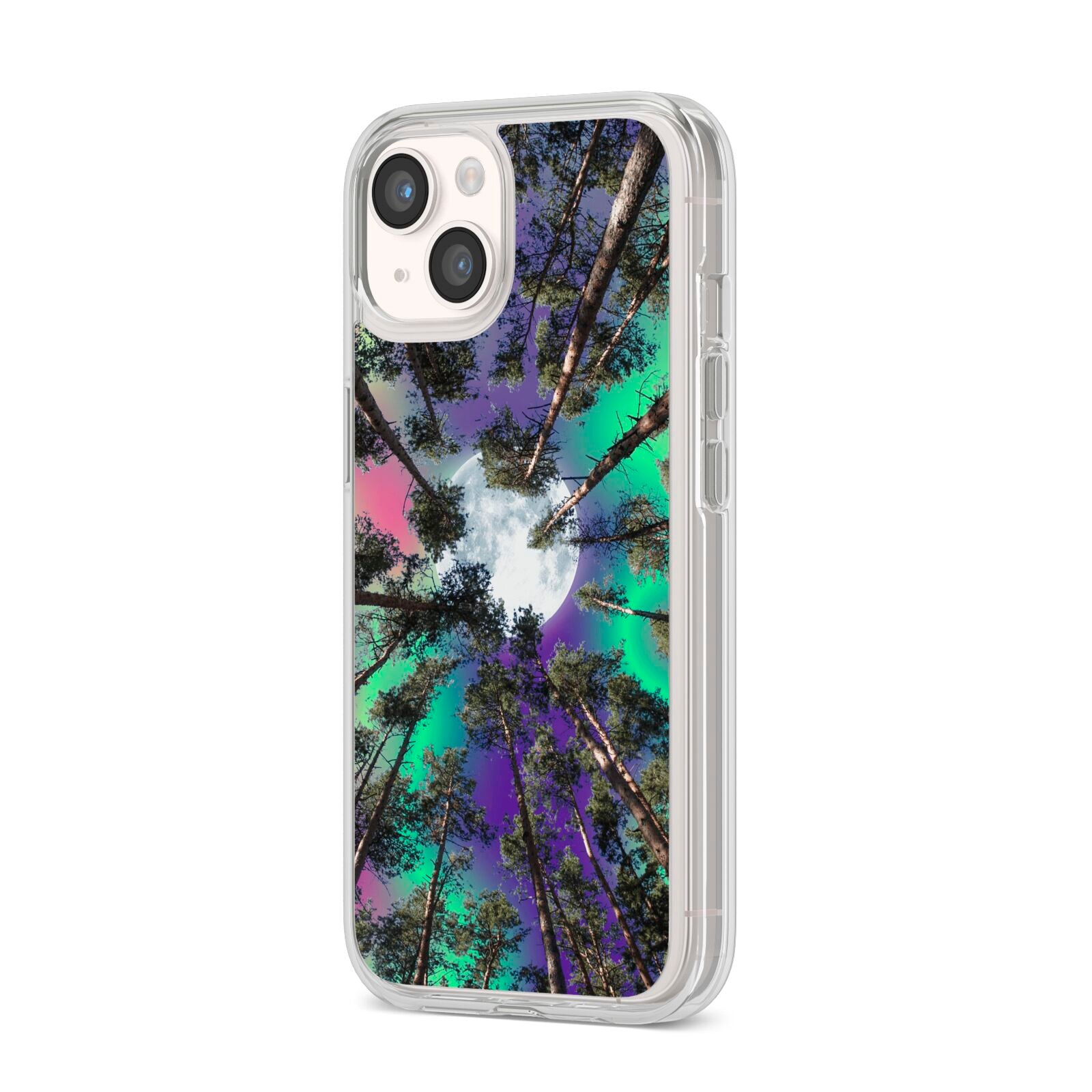 Forest Moon iPhone 14 Clear Tough Case Starlight Angled Image