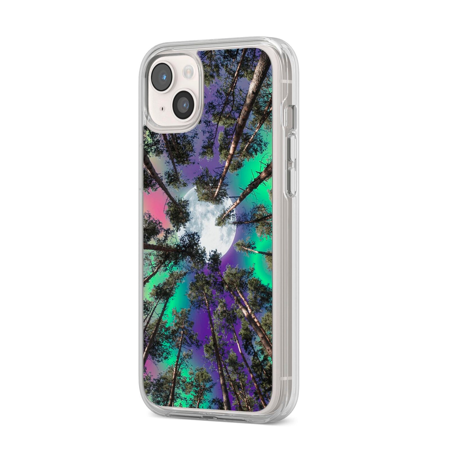 Forest Moon iPhone 14 Plus Clear Tough Case Starlight Angled Image