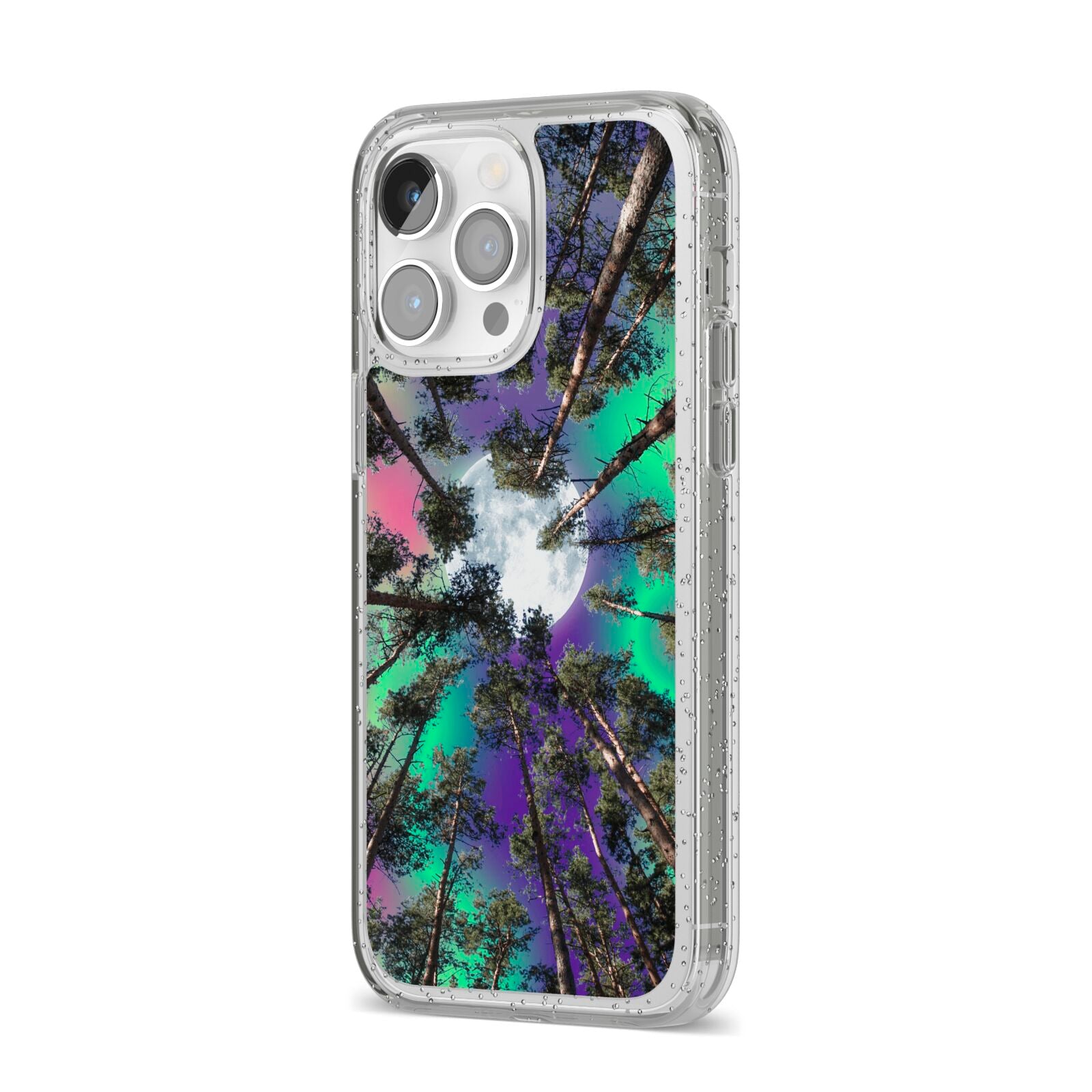 Forest Moon iPhone 14 Pro Max Glitter Tough Case Silver Angled Image