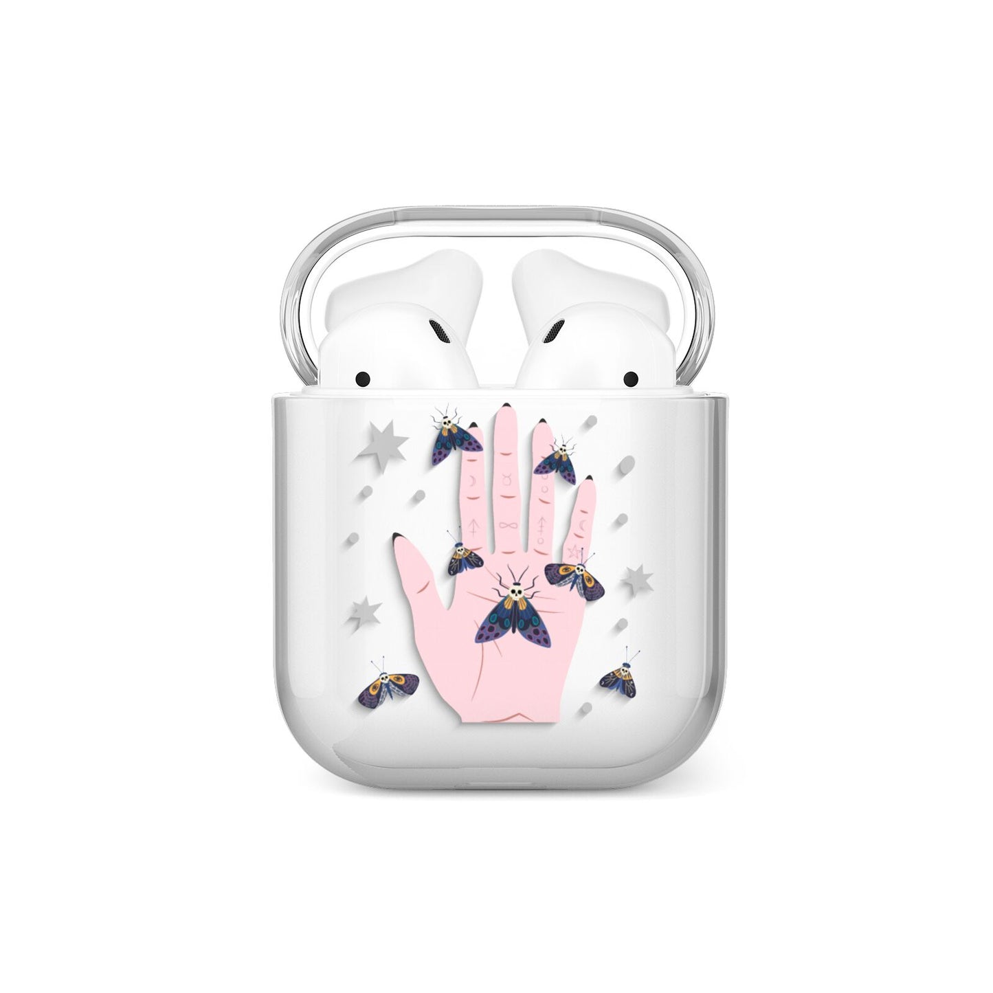 Fortune Teller Hands and Skull Moths AirPods Case