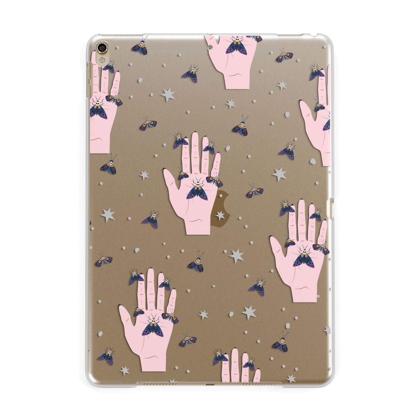 Fortune Teller Hands and Skull Moths Apple iPad Gold Case