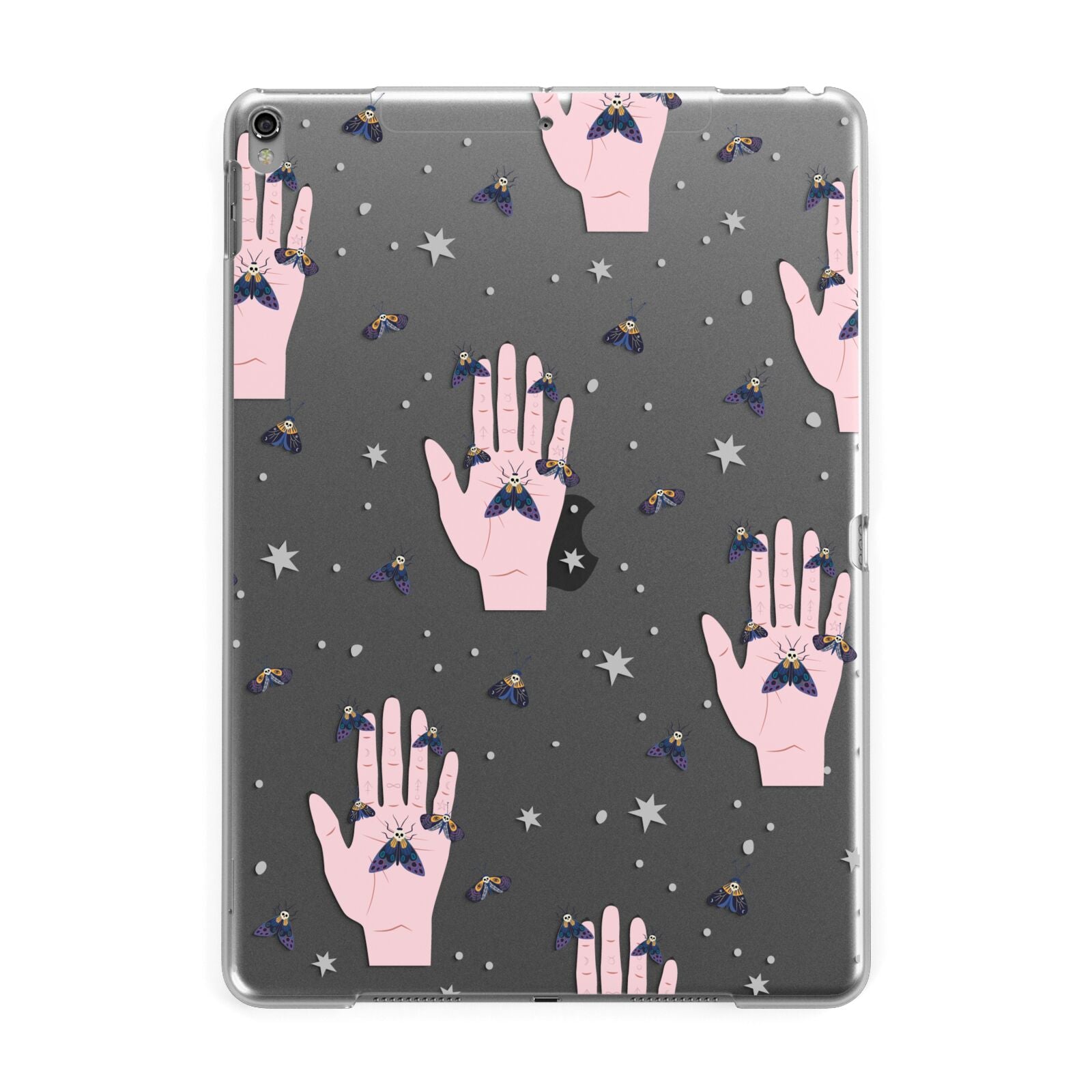 Fortune Teller Hands and Skull Moths Apple iPad Grey Case