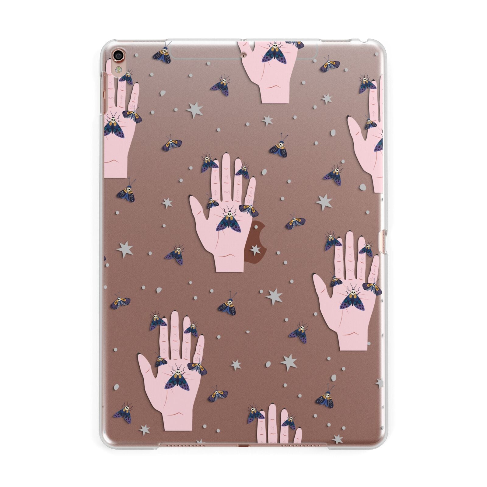 Fortune Teller Hands and Skull Moths Apple iPad Rose Gold Case