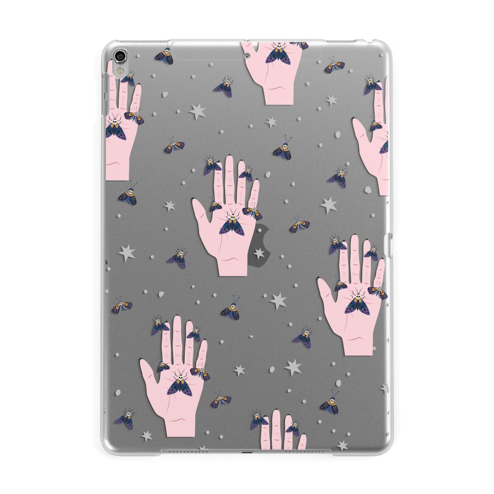 Fortune Teller Hands and Skull Moths Apple iPad Silver Case