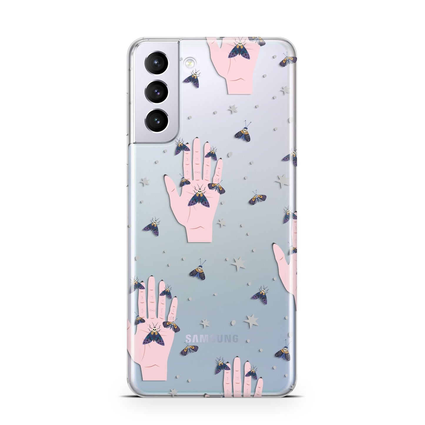 Fortune Teller Hands and Skull Moths Samsung S21 Plus Case