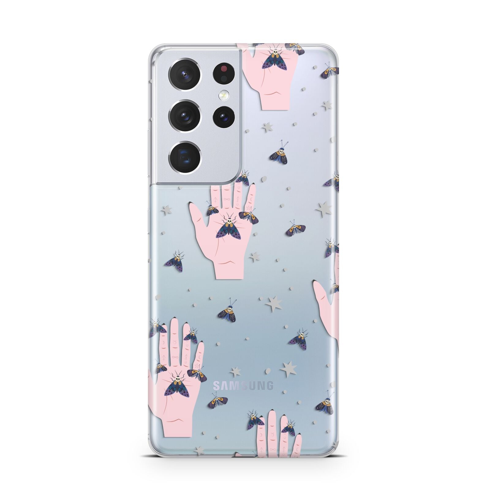 Fortune Teller Hands and Skull Moths Samsung S21 Ultra Case