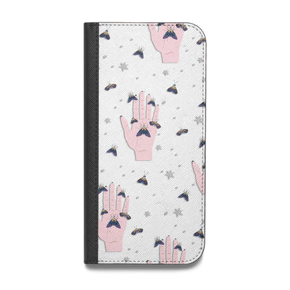 Fortune Teller Hands and Skull Moths Vegan Leather Flip Samsung Case