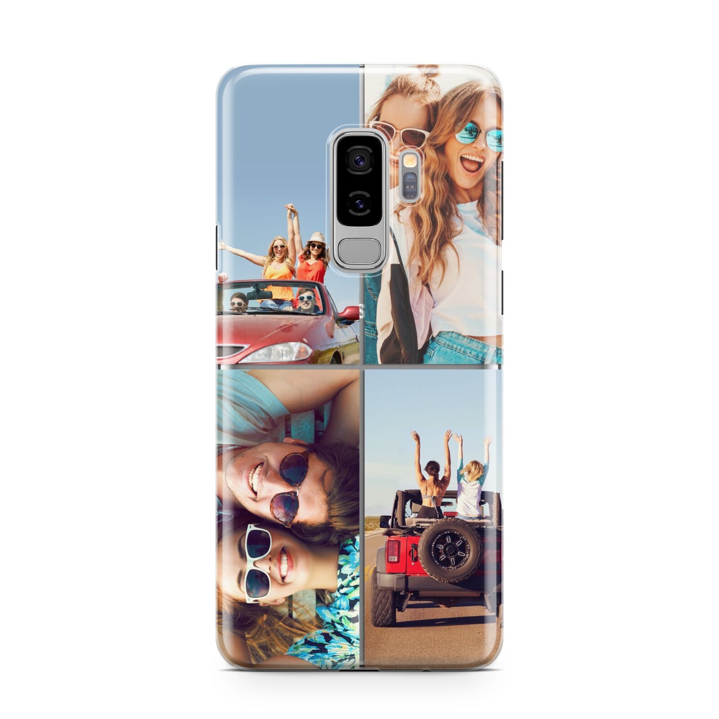 Four Photo Samsung Galaxy S9 Plus Case on Silver phone