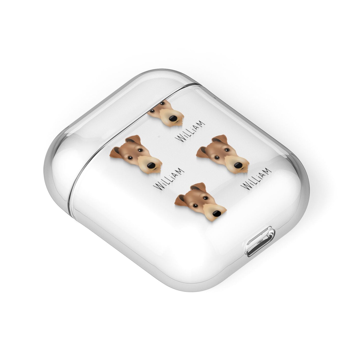 Fox Terrier Icon with Name AirPods Case Laid Flat