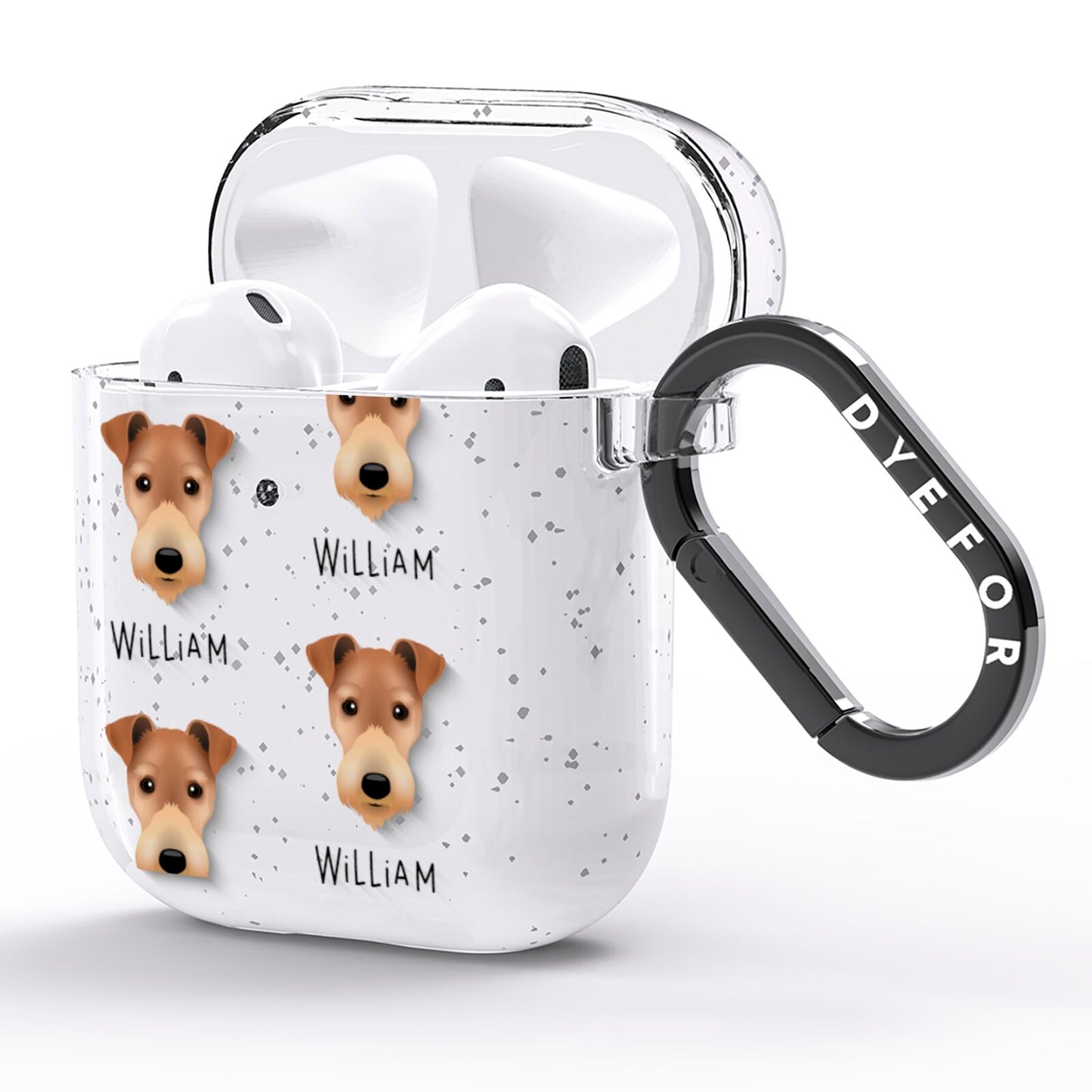 Fox Terrier Icon with Name AirPods Glitter Case Side Image