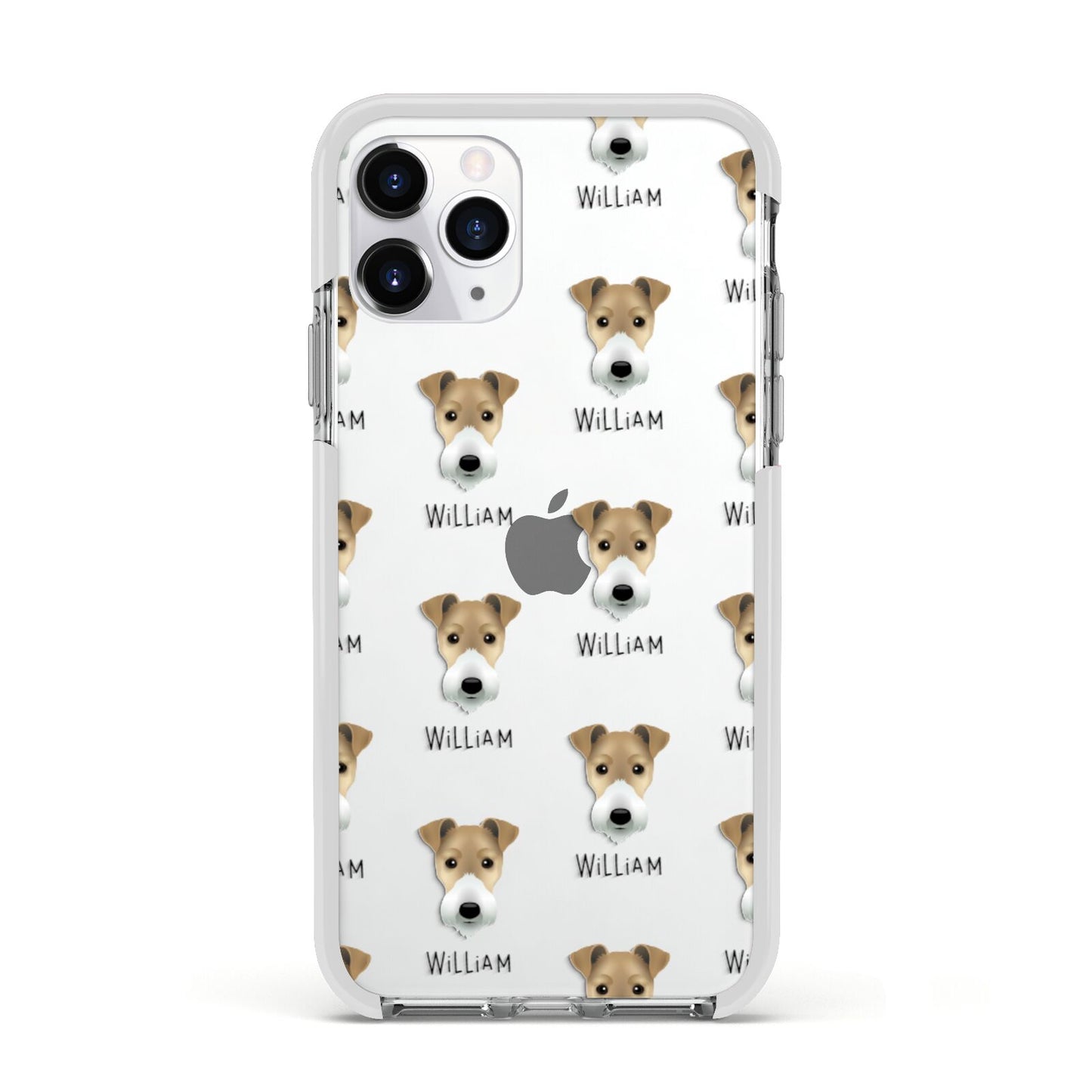Fox Terrier Icon with Name Apple iPhone 11 Pro in Silver with White Impact Case