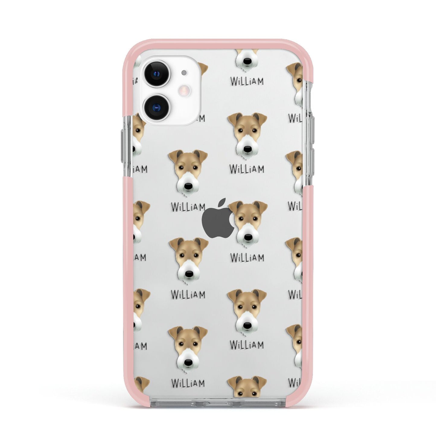 Fox Terrier Icon with Name Apple iPhone 11 in White with Pink Impact Case