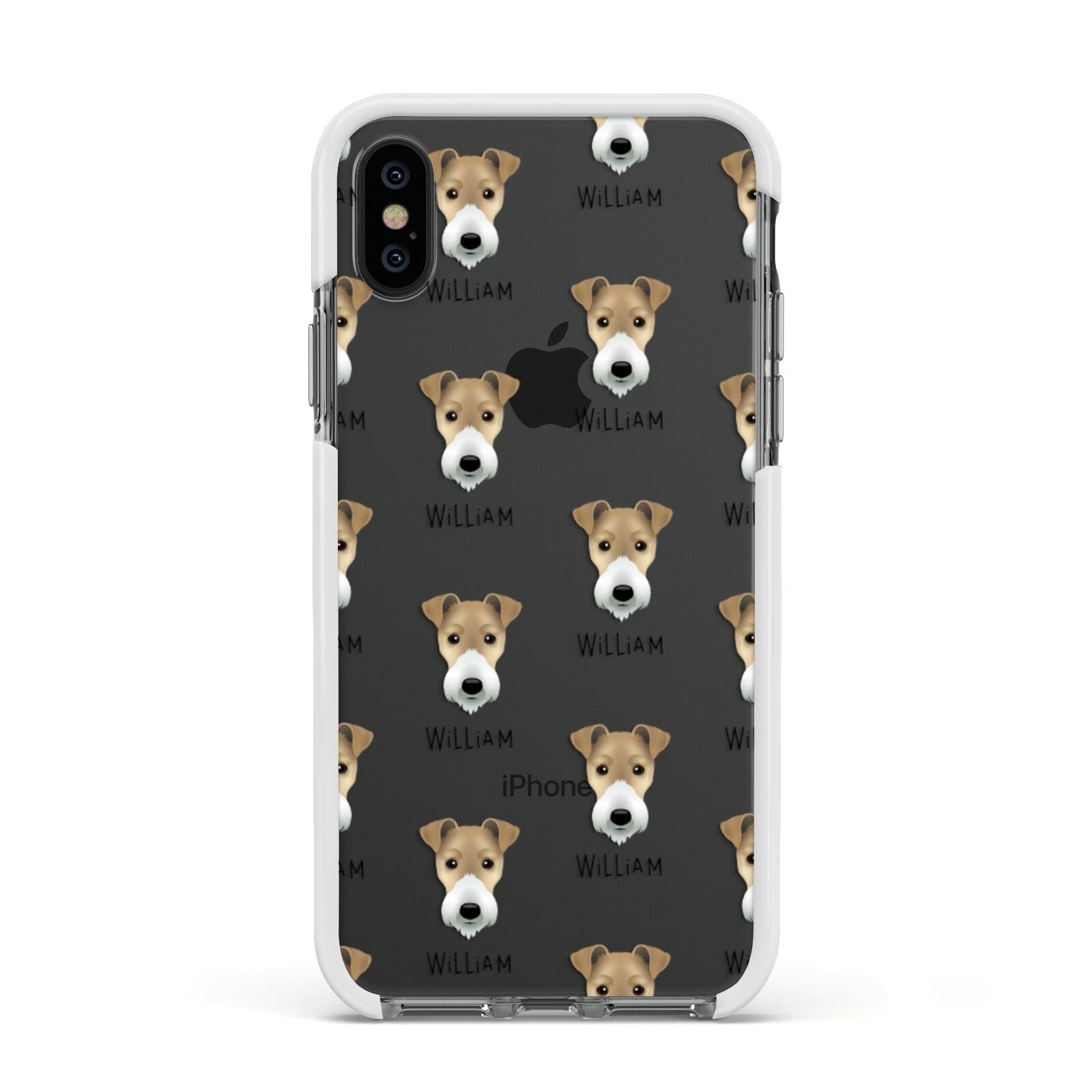 Fox Terrier Icon with Name Apple iPhone Xs Impact Case White Edge on Black Phone
