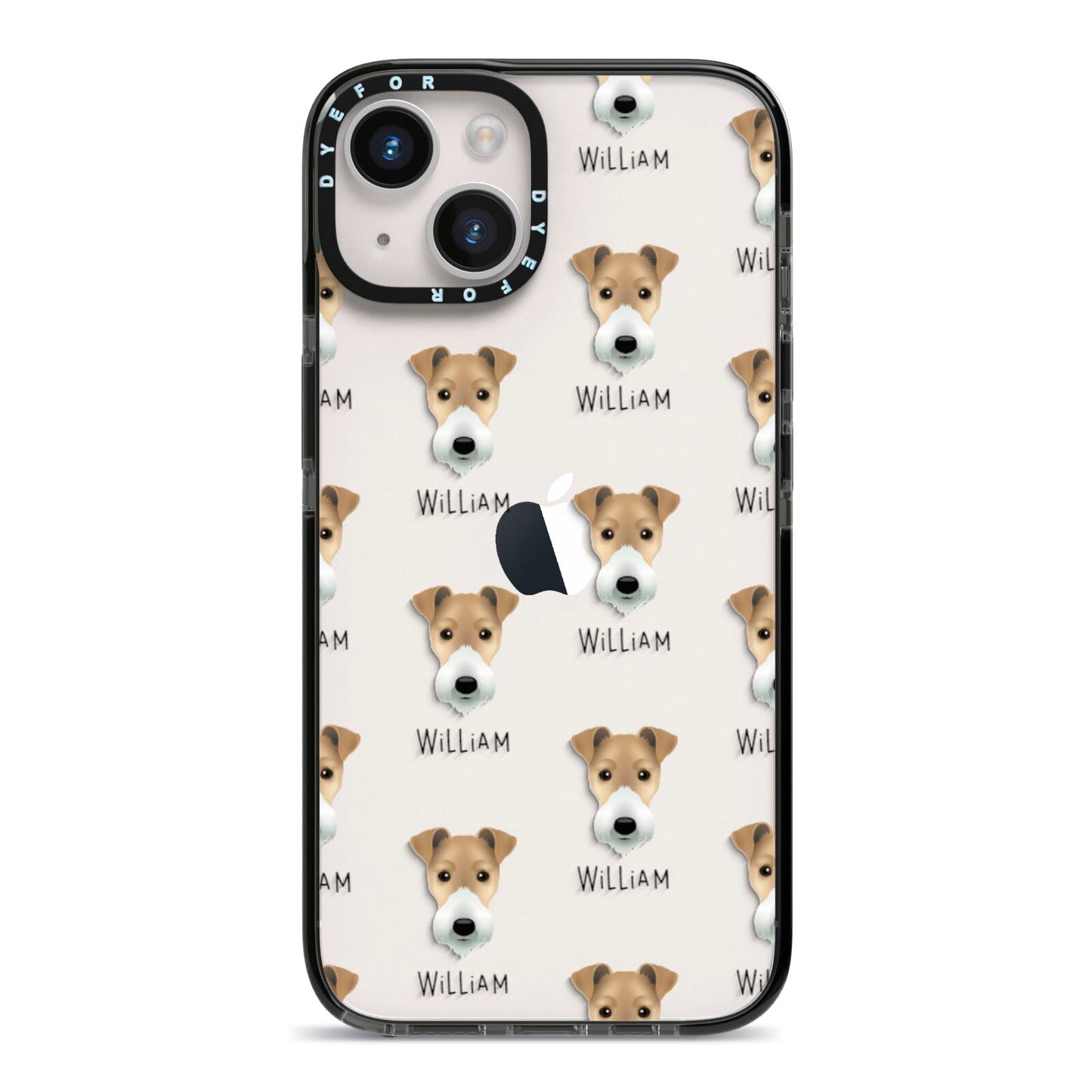 Fox Terrier Icon with Name iPhone 14 Black Impact Case on Silver phone
