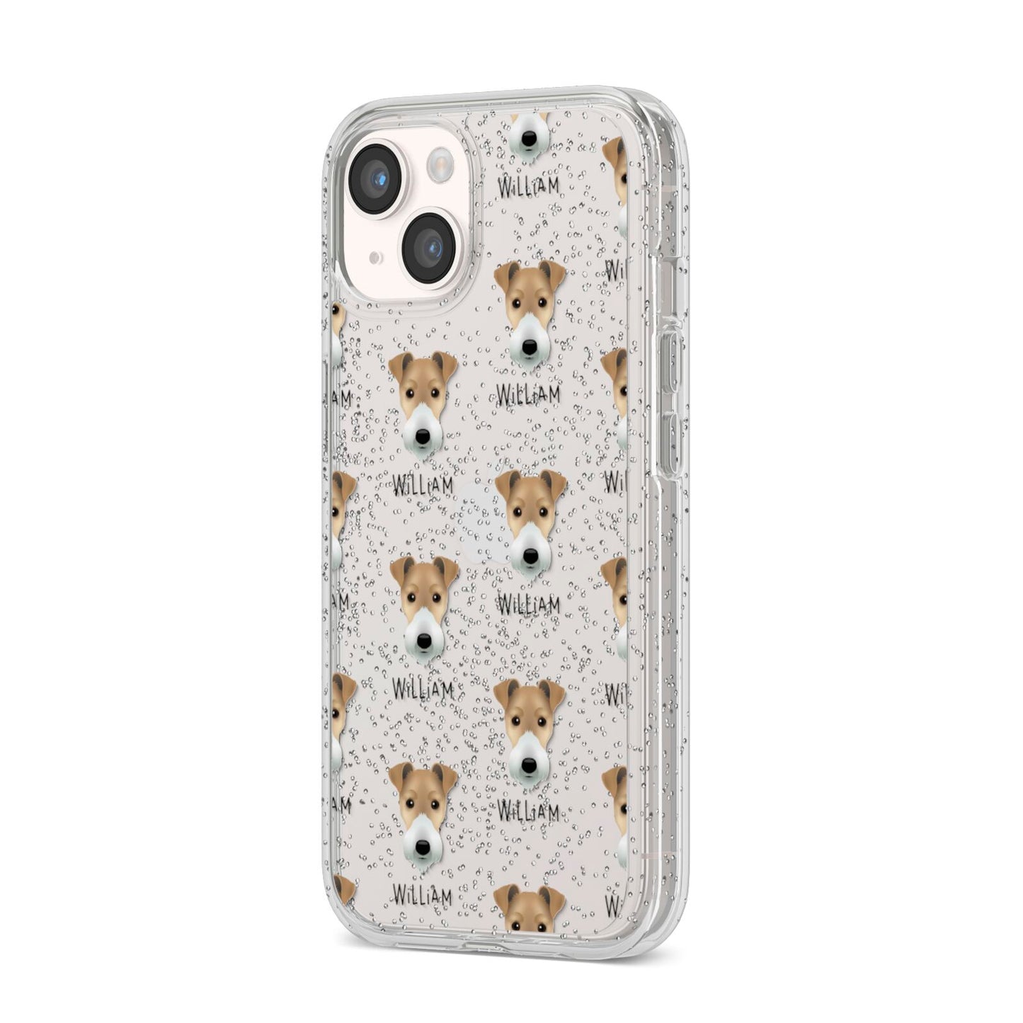 Fox Terrier Icon with Name iPhone 14 Glitter Tough Case Starlight Angled Image