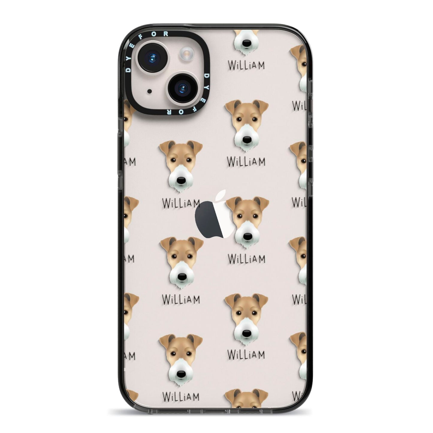 Fox Terrier Icon with Name iPhone 14 Plus Black Impact Case on Silver phone