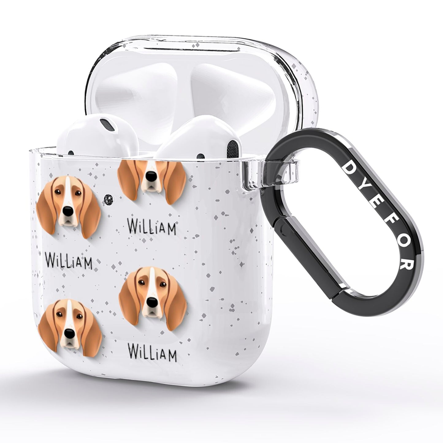 Foxhound Icon with Name AirPods Glitter Case Side Image