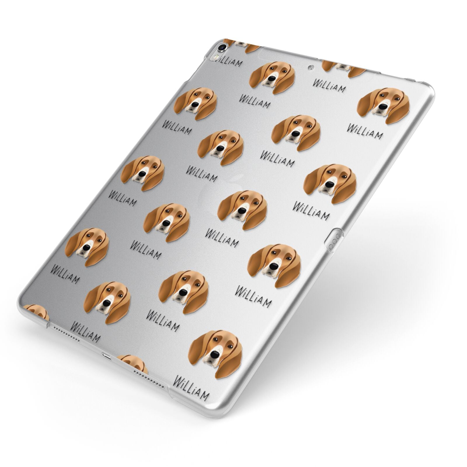 Foxhound Icon with Name Apple iPad Case on Silver iPad Side View