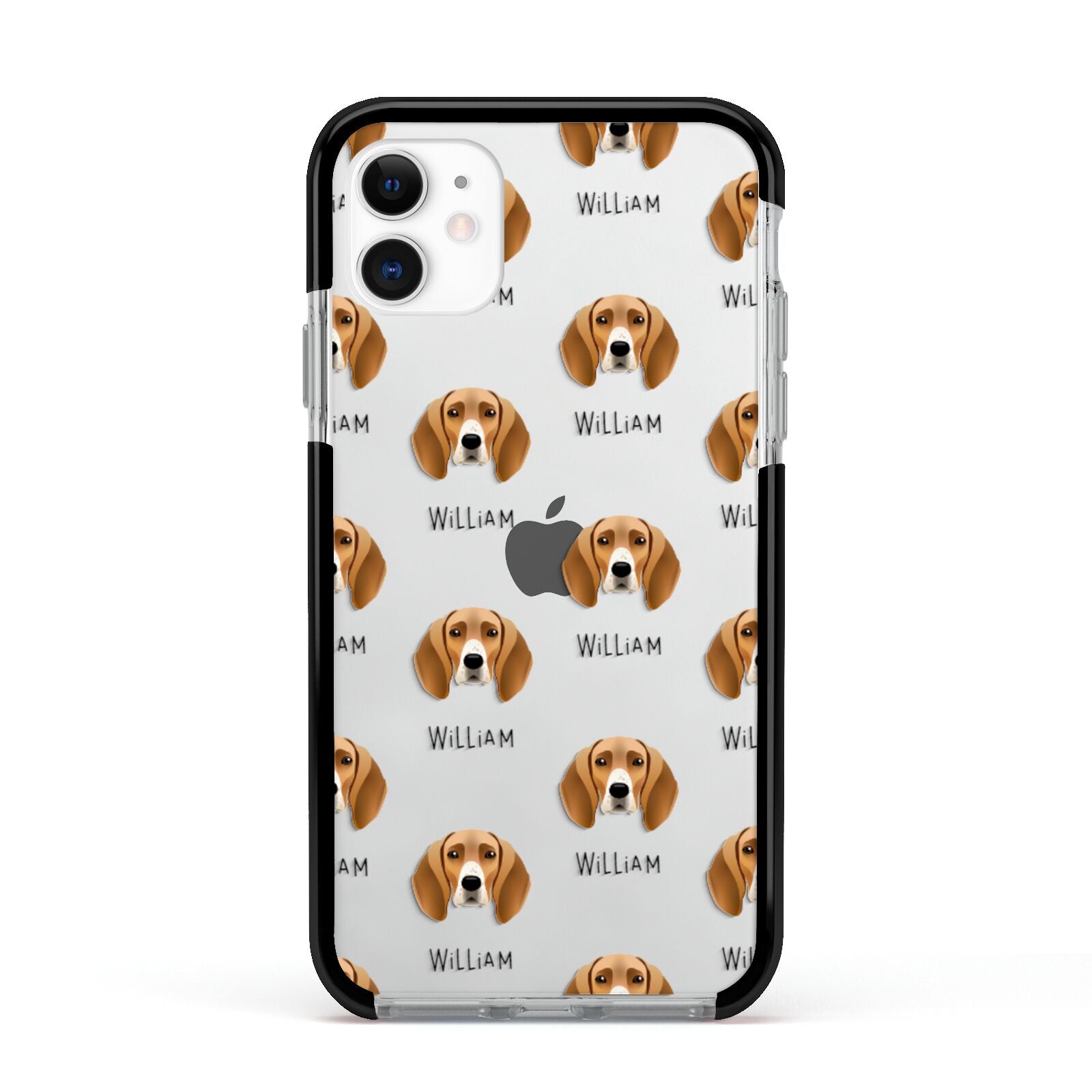 Foxhound Icon with Name Apple iPhone 11 in White with Black Impact Case