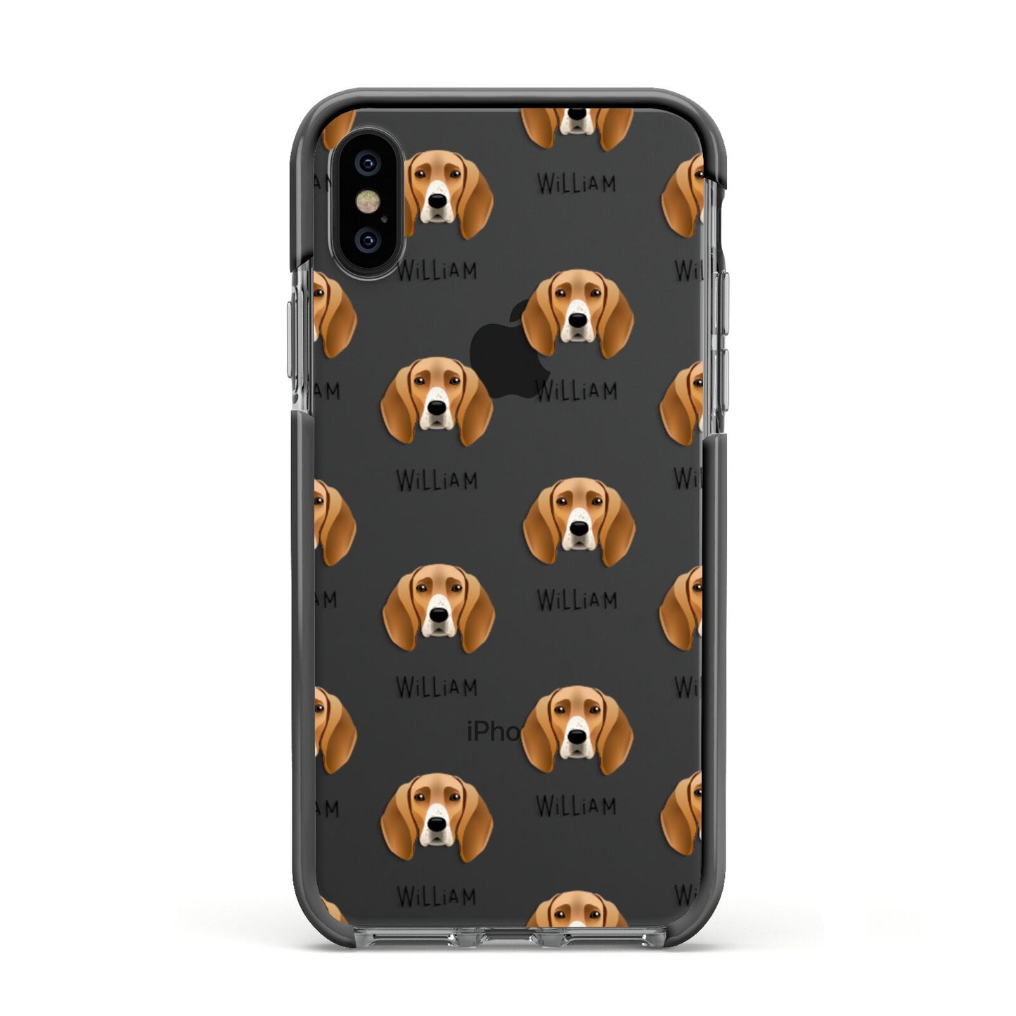 Foxhound Icon with Name Apple iPhone Xs Impact Case Black Edge on Black Phone