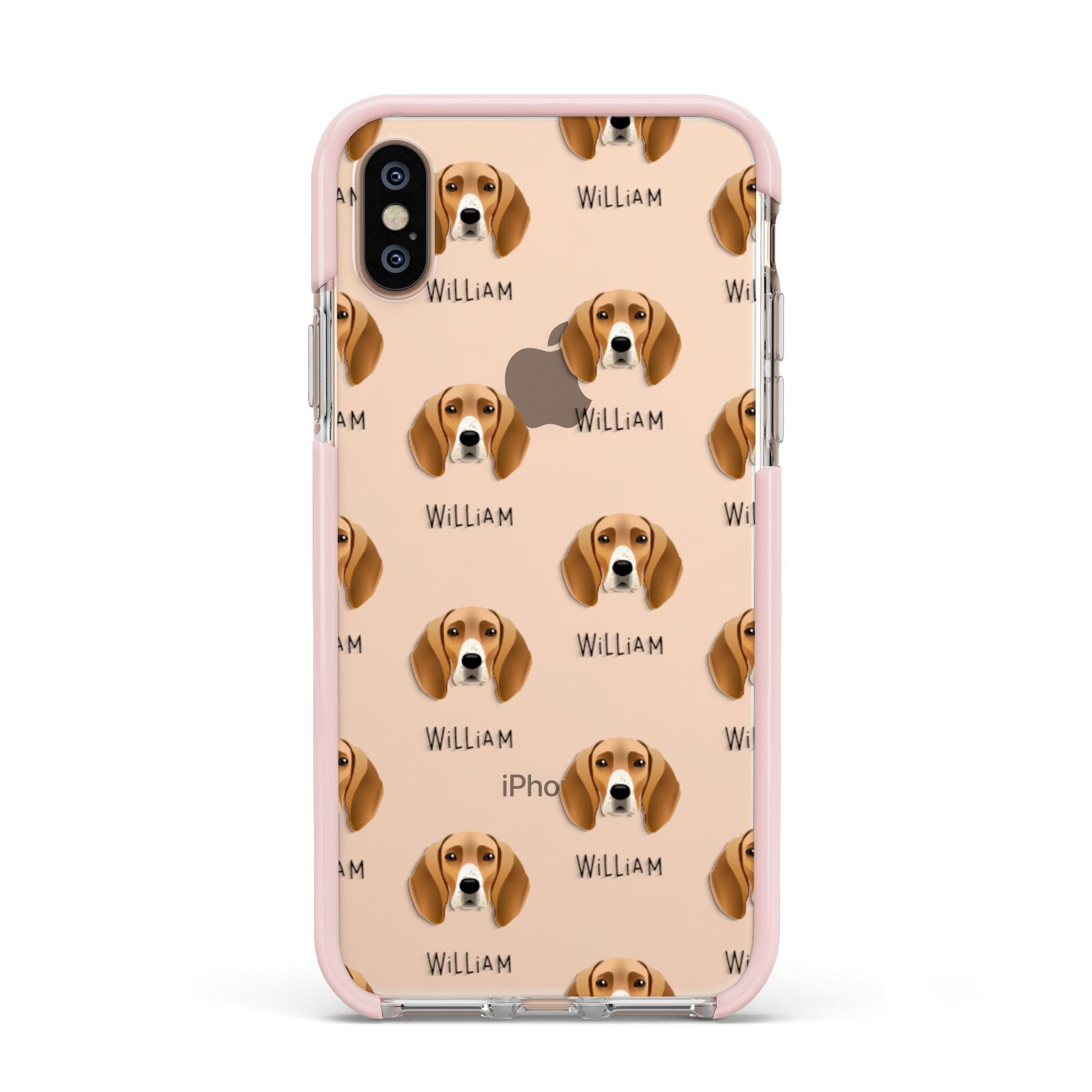 Foxhound Icon with Name Apple iPhone Xs Impact Case Pink Edge on Gold Phone