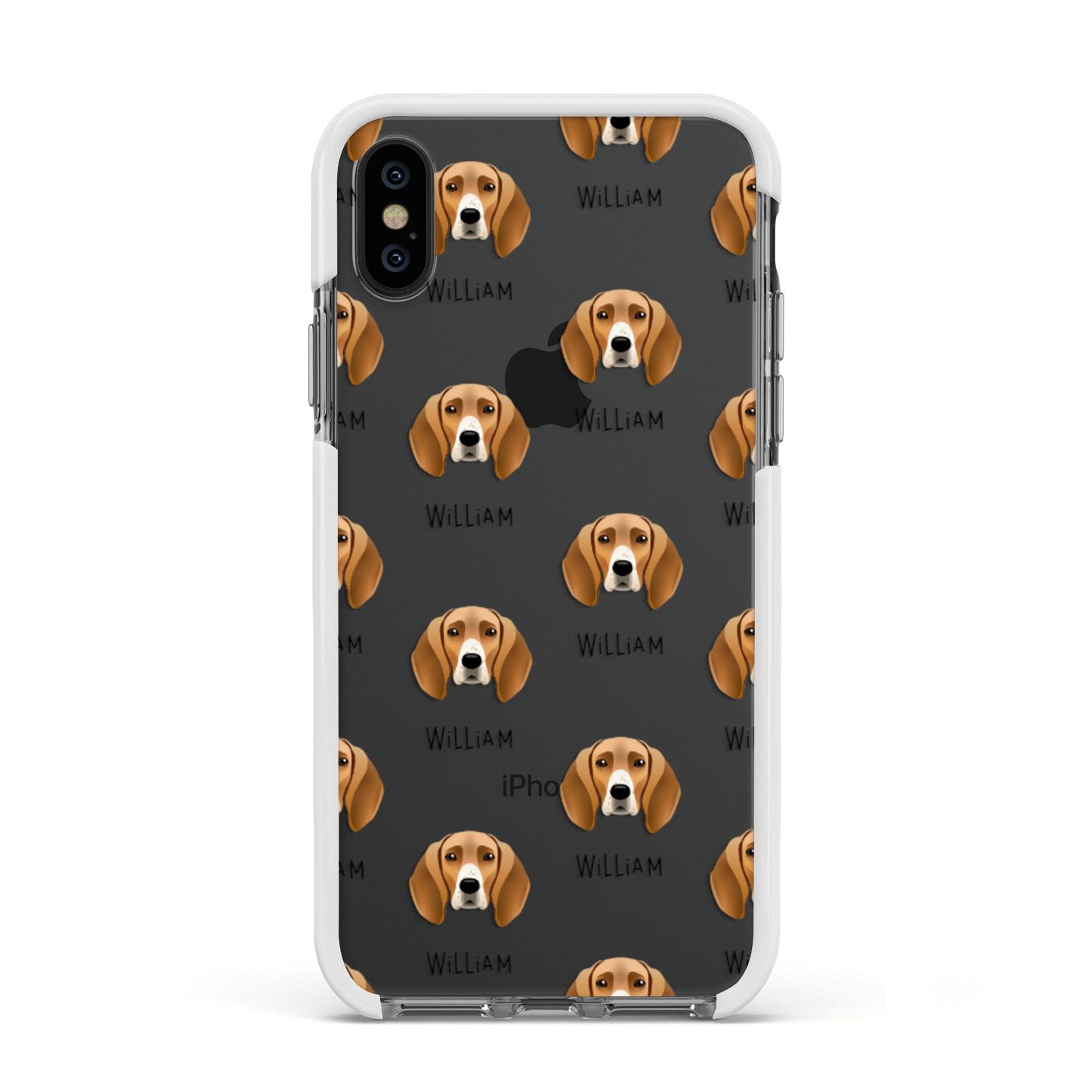 Foxhound Icon with Name Apple iPhone Xs Impact Case White Edge on Black Phone