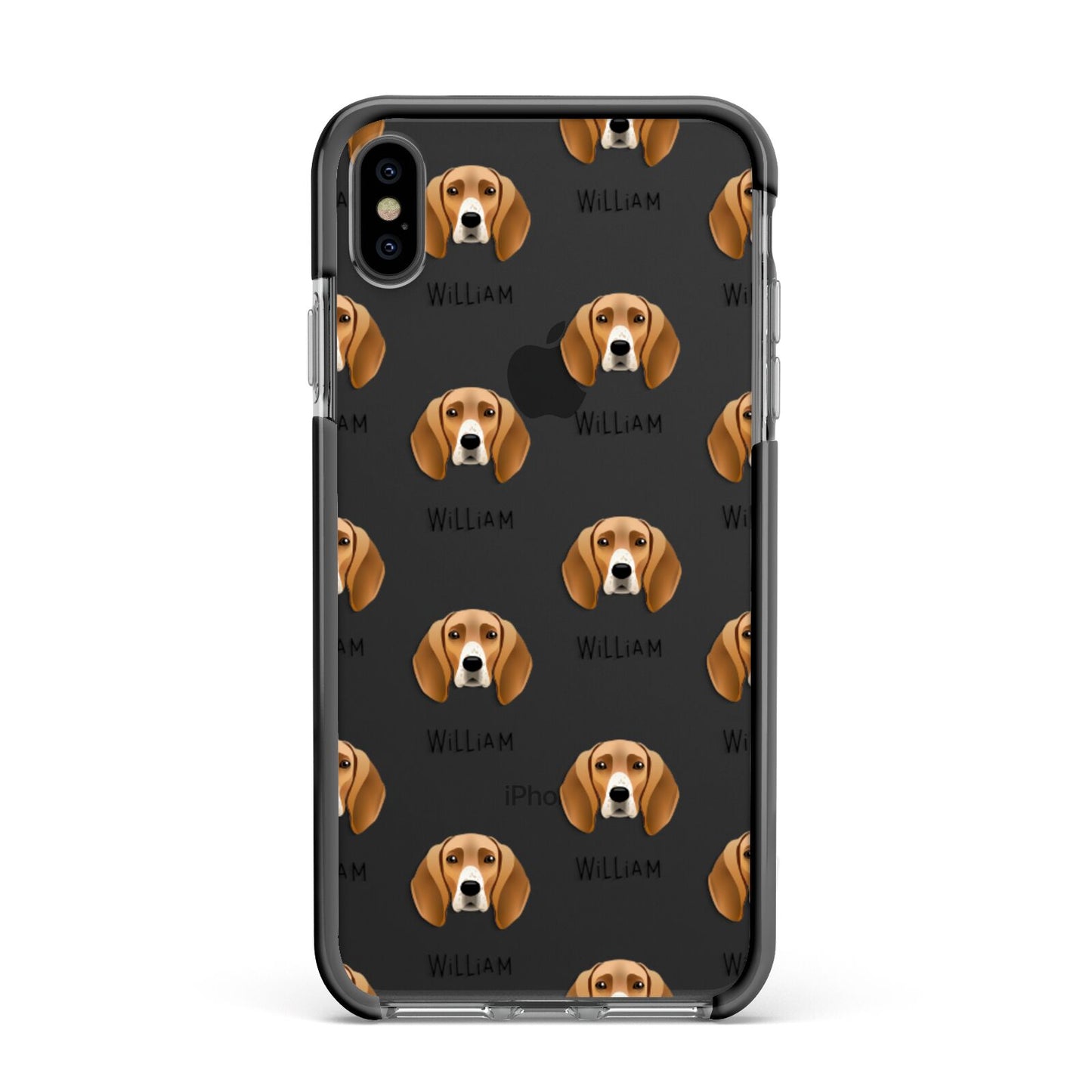 Foxhound Icon with Name Apple iPhone Xs Max Impact Case Black Edge on Black Phone