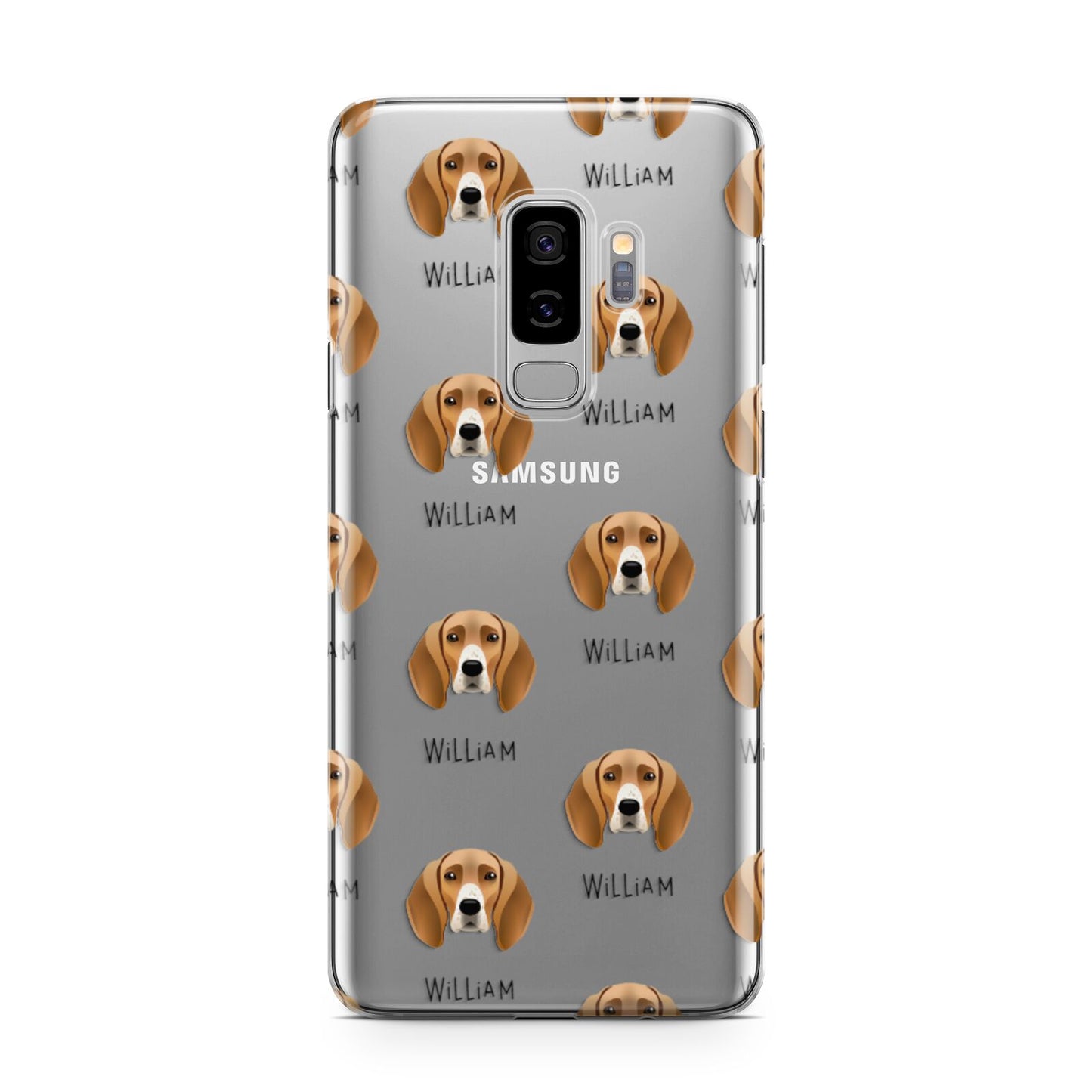 Foxhound Icon with Name Samsung Galaxy S9 Plus Case on Silver phone