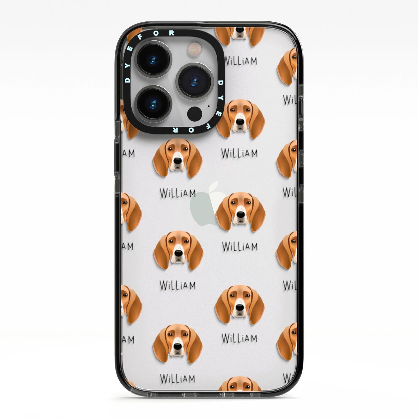 Foxhound Icon with Name iPhone 13 Pro Black Impact Case on Silver phone