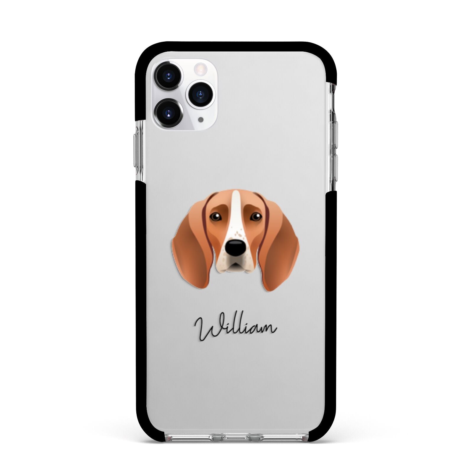 Foxhound Personalised Apple iPhone 11 Pro Max in Silver with Black Impact Case