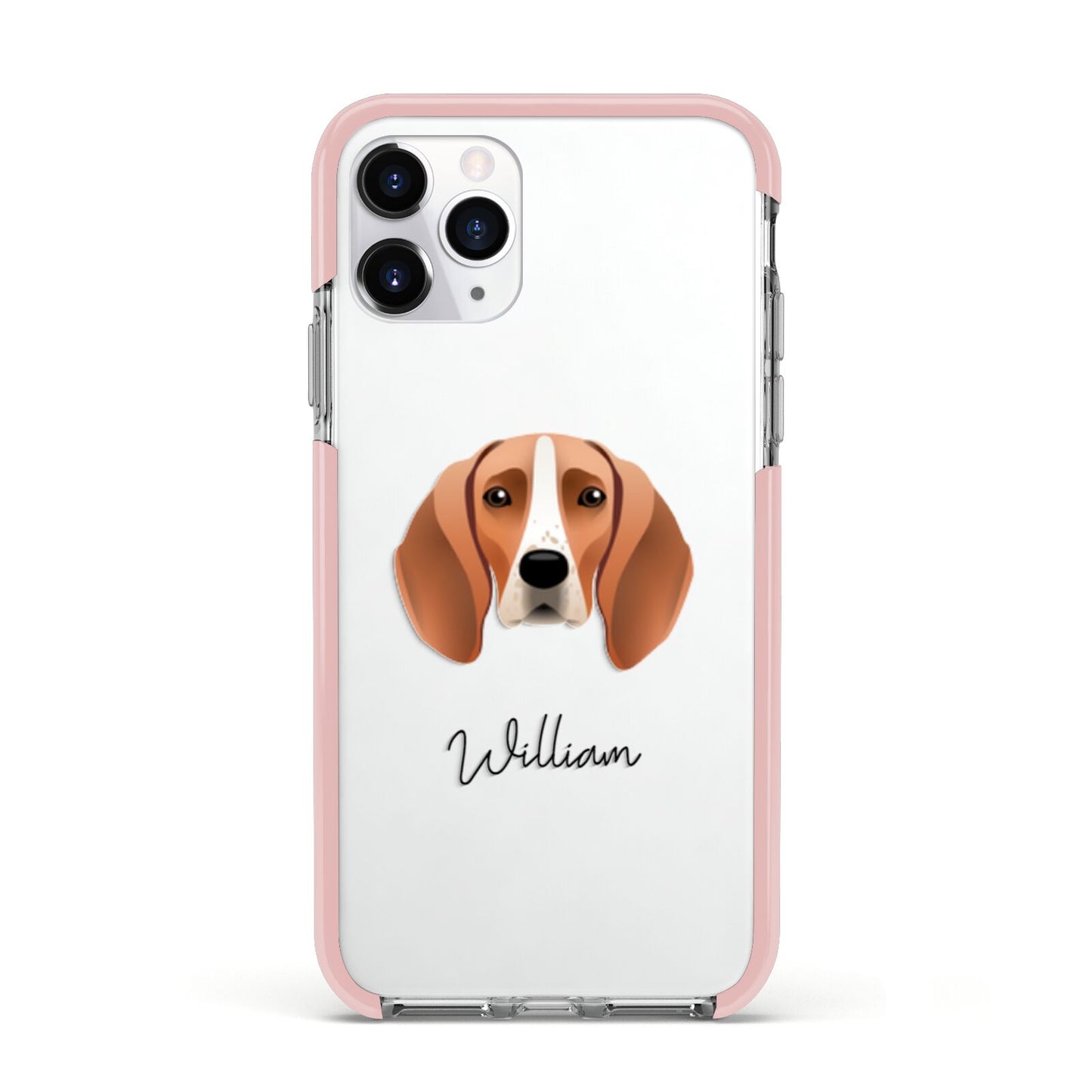 Foxhound Personalised Apple iPhone 11 Pro in Silver with Pink Impact Case