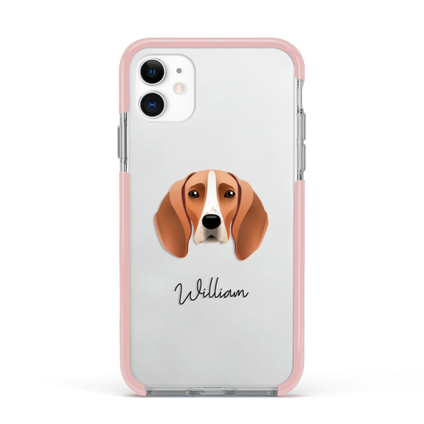 Foxhound Personalised Apple iPhone 11 in White with Pink Impact Case