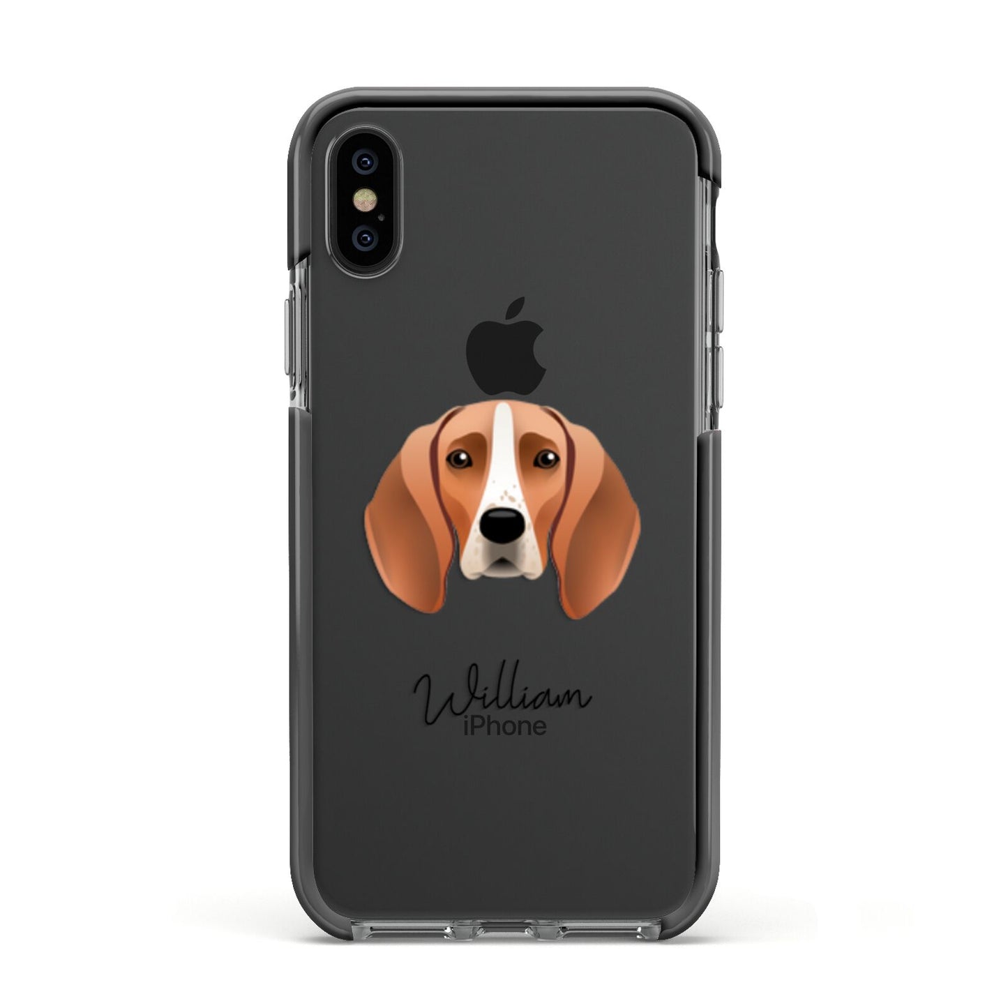 Foxhound Personalised Apple iPhone Xs Impact Case Black Edge on Black Phone