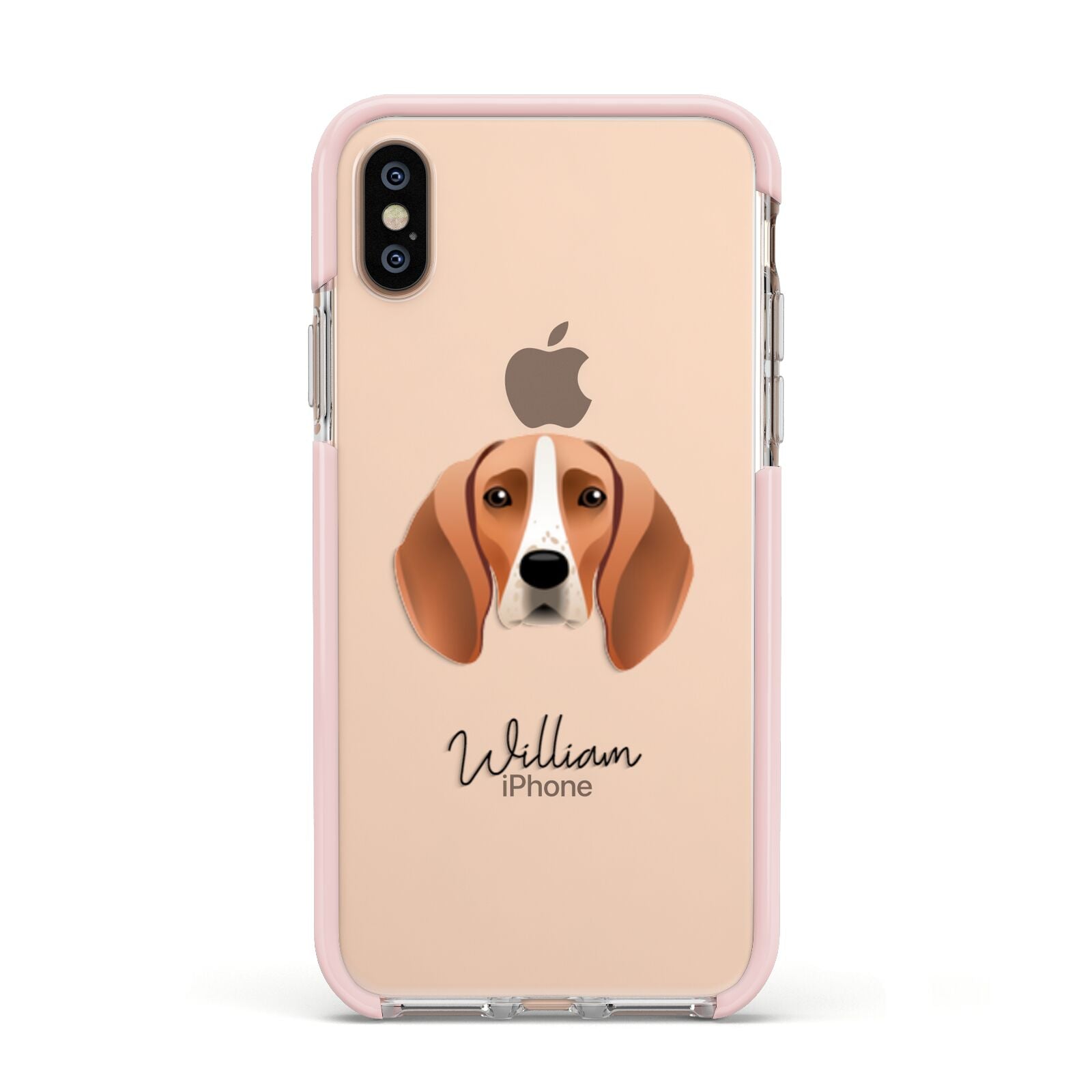 Foxhound Personalised Apple iPhone Xs Impact Case Pink Edge on Gold Phone