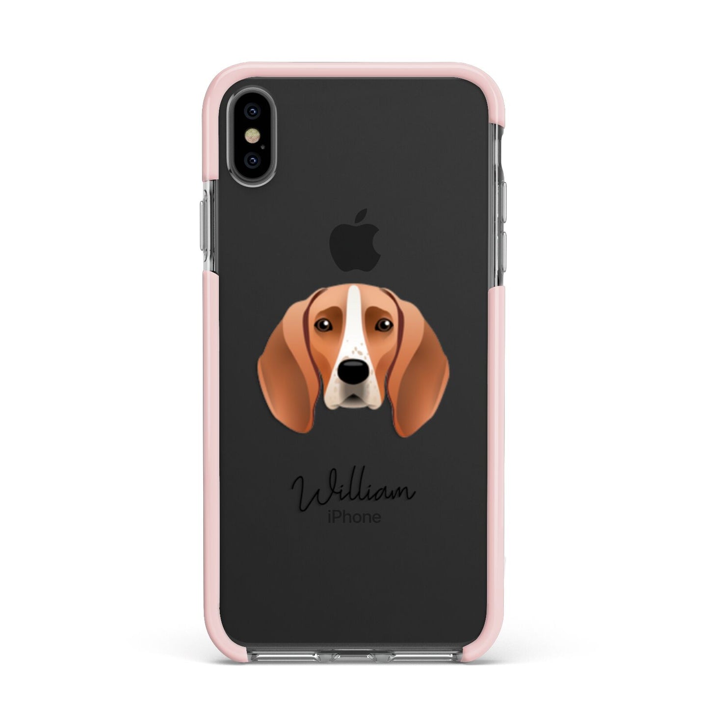 Foxhound Personalised Apple iPhone Xs Max Impact Case Pink Edge on Black Phone