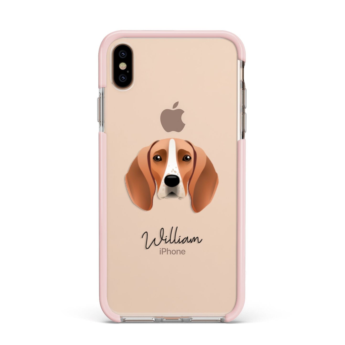 Foxhound Personalised Apple iPhone Xs Max Impact Case Pink Edge on Gold Phone