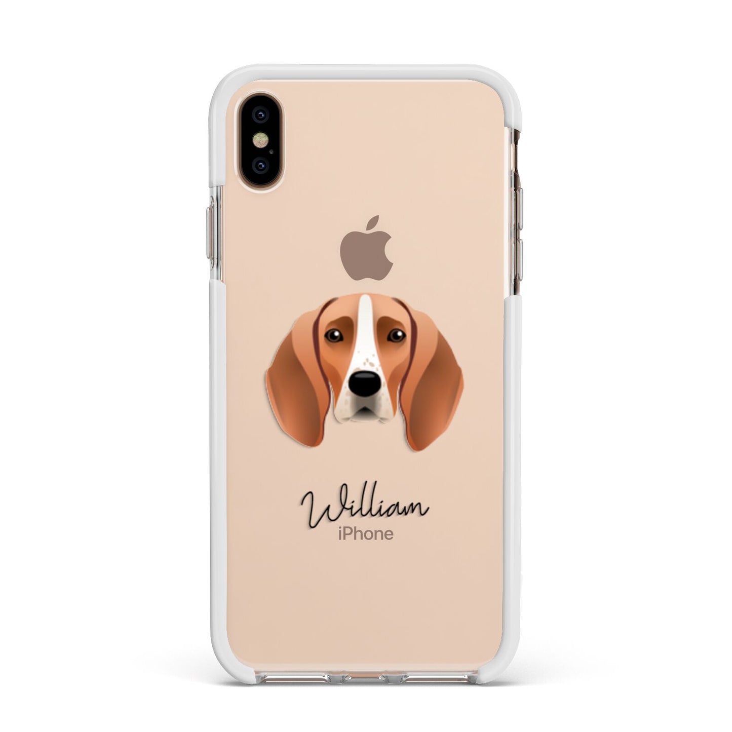 Foxhound Personalised Apple iPhone Xs Max Impact Case White Edge on Gold Phone