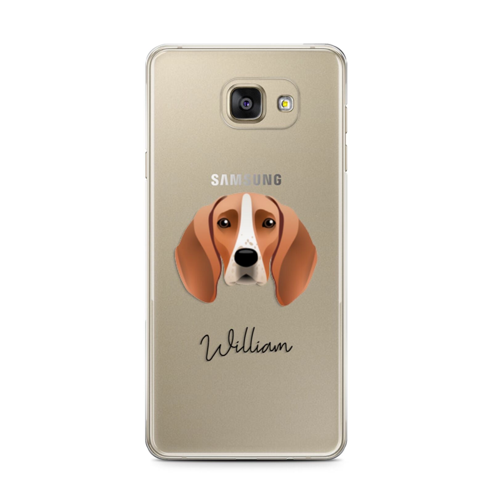 Foxhound Personalised Samsung Galaxy A7 2016 Case on gold phone