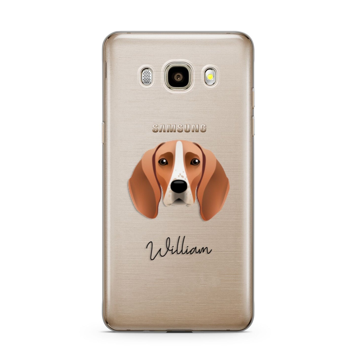 Foxhound Personalised Samsung Galaxy J7 2016 Case on gold phone