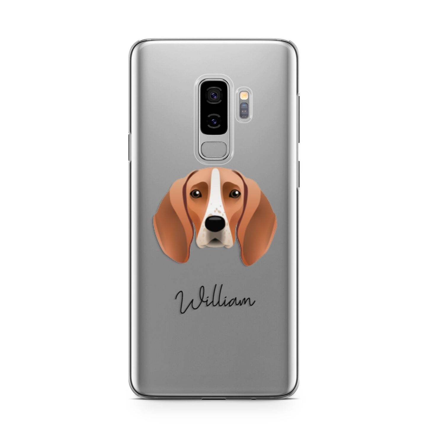 Foxhound Personalised Samsung Galaxy S9 Plus Case on Silver phone