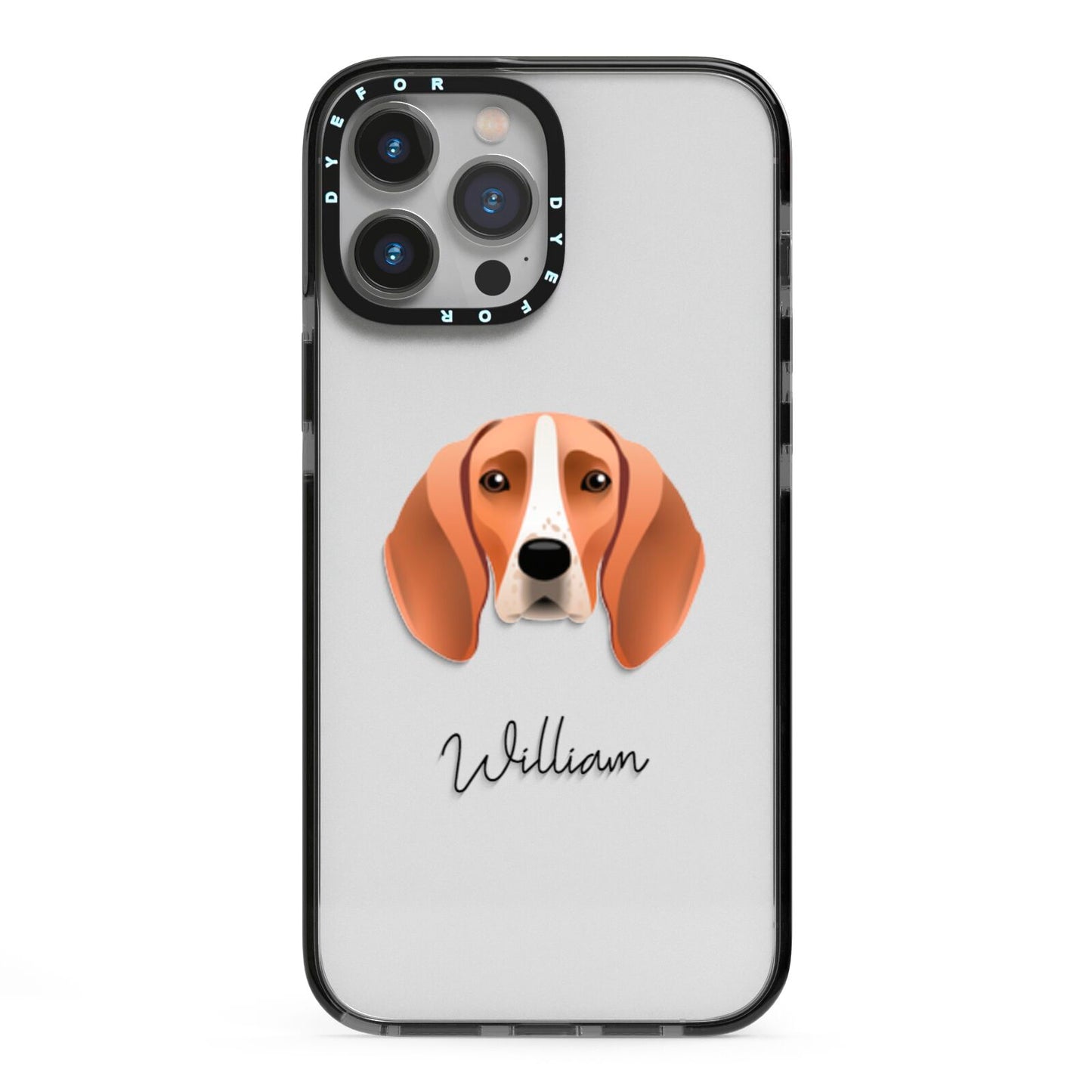 Foxhound Personalised iPhone 13 Pro Max Black Impact Case on Silver phone